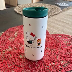 Hello Kitty White Tumbler with Green Lid